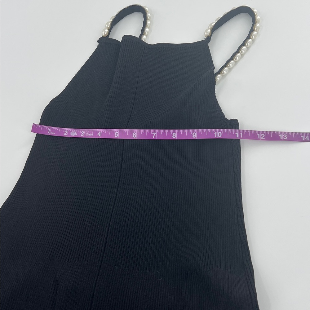 House of Harlow little black dress pearl straps ribbed fit and flare NWT $198 - Picture 6 of 9